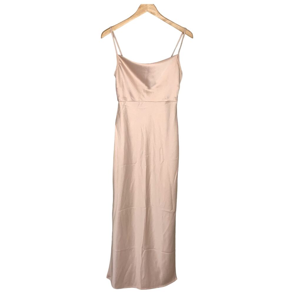 Anthropologie BHLDN Blush Baby Pink Silky Bridesmaid Wedding Guest Dress Size 0